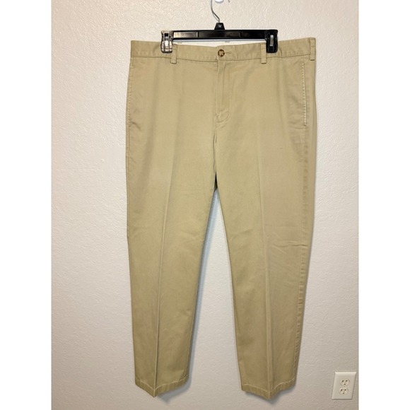 L.L. Bean Standard Fit Chino Pants Mens Size 36x32 Beige Cotton Casual - Picture 1 of 3